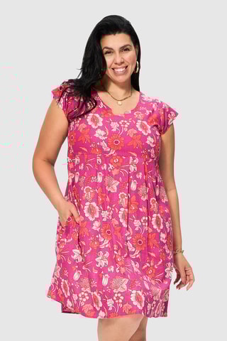 Vestido estilo patinadora - Rosa - Vermelho e rosa
