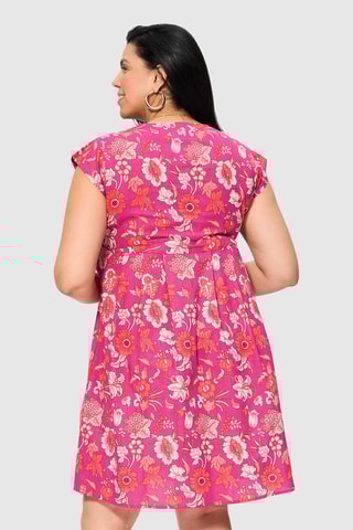 Vestido estilo patinadora - Rosa - Vermelho e rosa