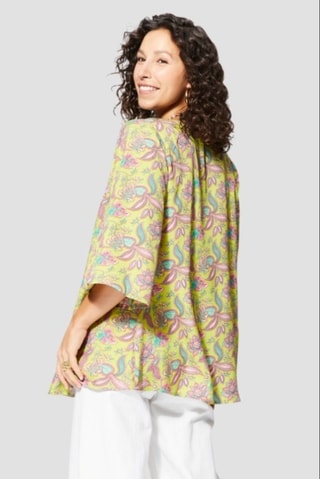 Quimono - Verde - Verde, amarelo e rosa