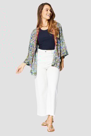 Quimono - Azul e verde  - Branco e azul