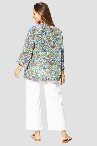 Quimono - Azul e verde  - Branco e azul