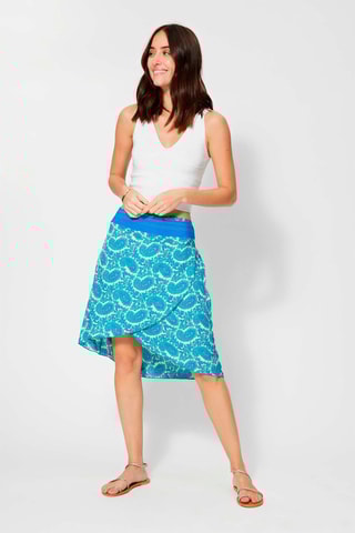 Saia estilo patinadora cintura subida Bege e azul - Bege, azul e cinzento