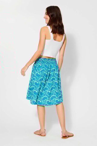 Saia estilo patinadora cintura subida Bege e azul - Bege, azul e cinzento