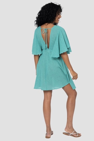 Vestido com folhos - Verde - Verde
