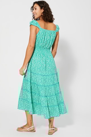 Vestido comprido - Verde - Branco e verde