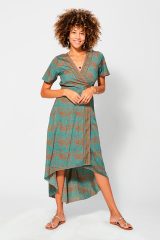 Vestido traçado - Laranja e verde - Verde e laranja