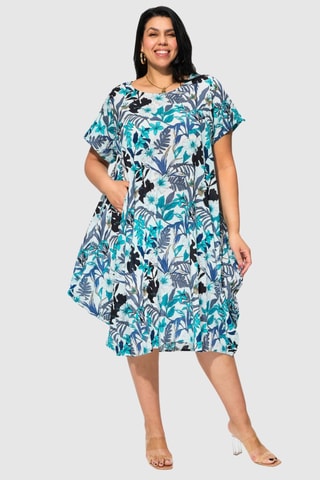 Vestido estilo patinadora - Bege - Azul