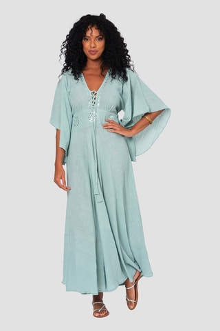 Vestido comprido - Verde-água - Verde