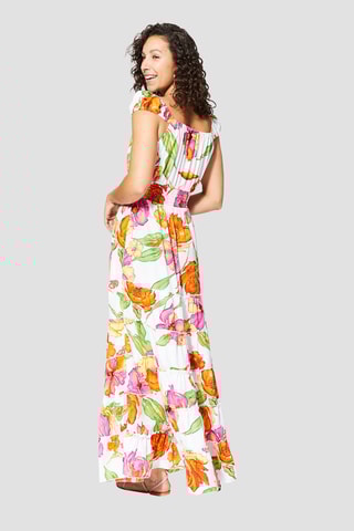 Vestido comprido - Branco e rosa  - Branco e rosa