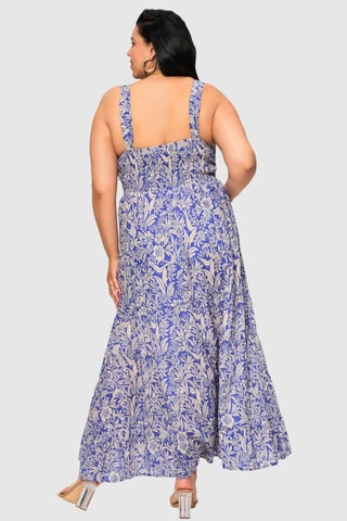 Vestido comprido - Violeta - Azul e violeta