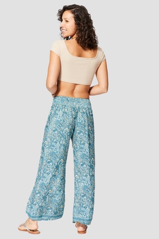 Calças - Azul-petróleo - Bege, azul e cinzento