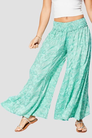 Calças palazzo - Verde - Branco e verde