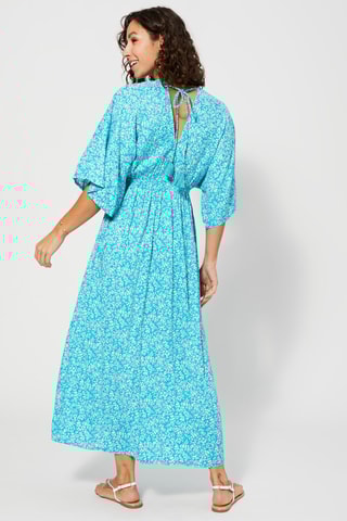 Vestido comprido - Azul - Branco e azul