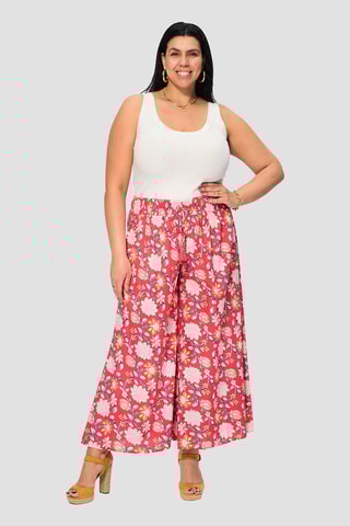 Calças evasê - Rosa - Vermelho e azul