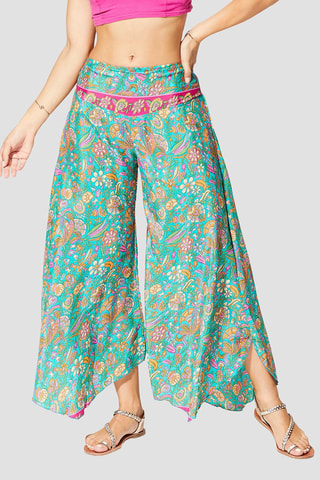 Calças palazzo - Verde - Verde