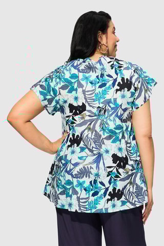 Blusa - Azul e cru - Preto e azul