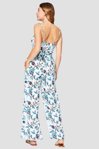 Jumpsuit - Wit, blauw en bruin