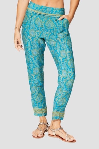 Calças direitas - Azul - Azul e verde