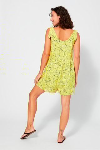 Macacão curto - Amarelo e branco - Branco, azul e amarelo