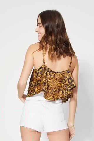 Top - Branco, preto e amarelo