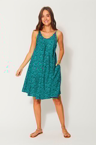 Vestido curto Verde e azul-petróleo - Azul, verde e cinzento