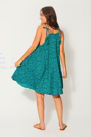 Vestido curto Verde e azul-petróleo - Azul, verde e cinzento