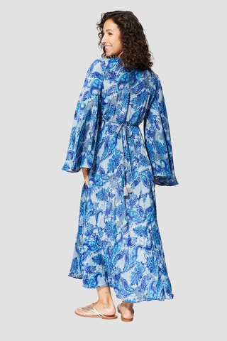 Vestido comprido - Azul - Azul e cinzento