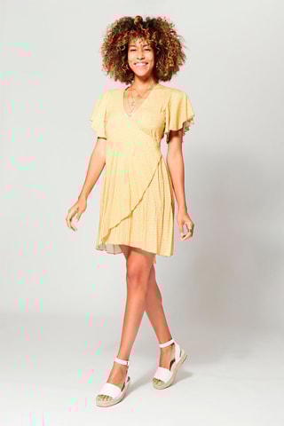 Vestido traçado - Branco e amarelo
