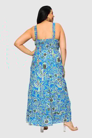 Vestido comprido - Azul - Preto e azul