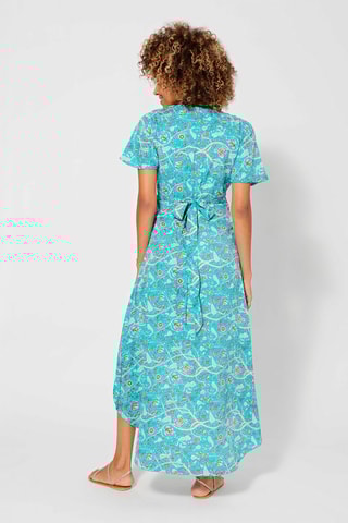 Vestido comprido Azul - Verde e rosa