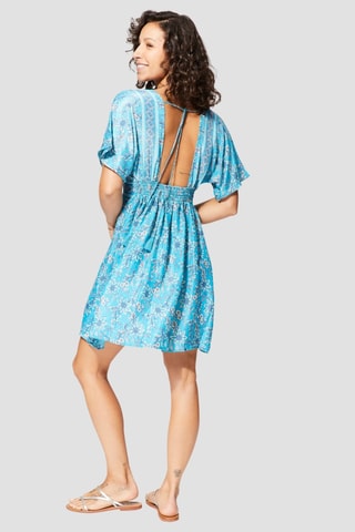 Vestido direito - Turquesa - Branco e azul