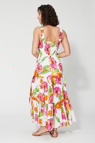 Vestido comprido - Branco e rosa  - Branco e rosa