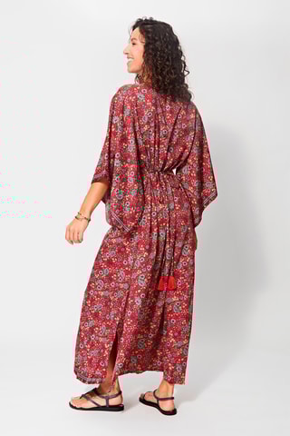 Vestido comprido - Vermelho e cinzento