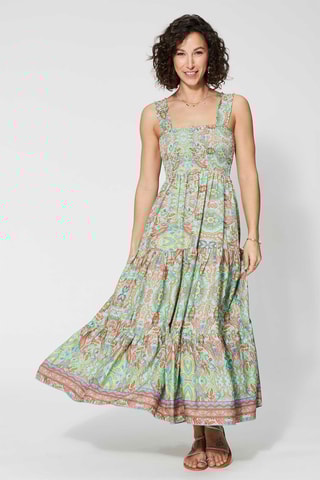 Vestido comprido - Verde - Azul e verde