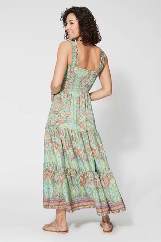 Vestido comprido - Verde - Azul e verde