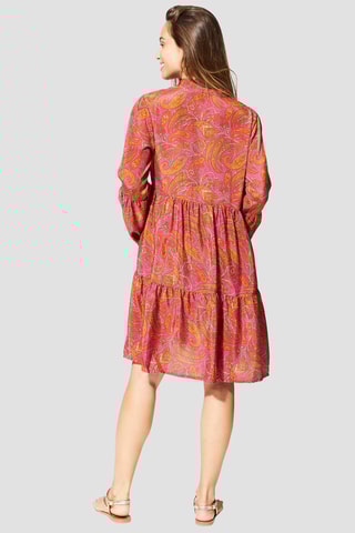 Vestido com folhos - Rosa - Amarelo e rosa