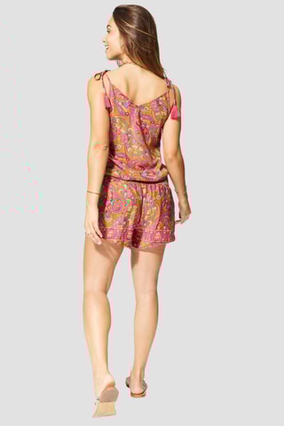 Macacão curto - Rosa e amarelo - Amarelo e rosa