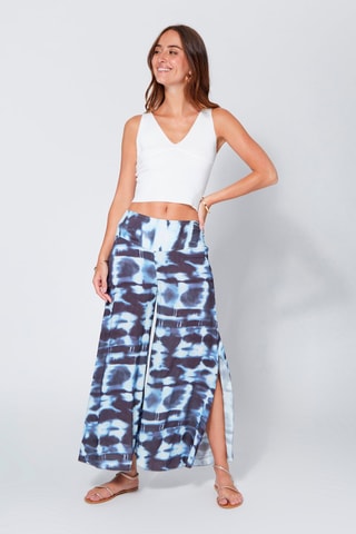 Calças wide legs - Branco e azul