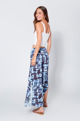 Calças wide legs - Branco e azul