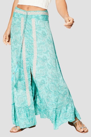 Saia comprida - Verde e creme - Bege, verde e cinzento