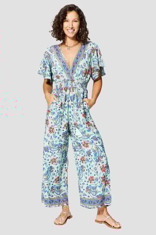 Macacão - Turquesa - Branco, azul e rosa