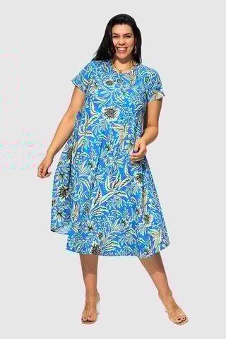 Vestido trapézio - Azul - Azul e preto