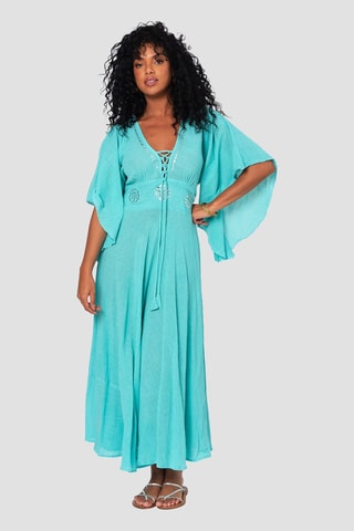 Vestido comprido - Turquesa - Azul