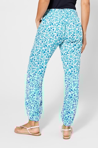 Calças direitas 7/8 - Turquesa - Branco e azul