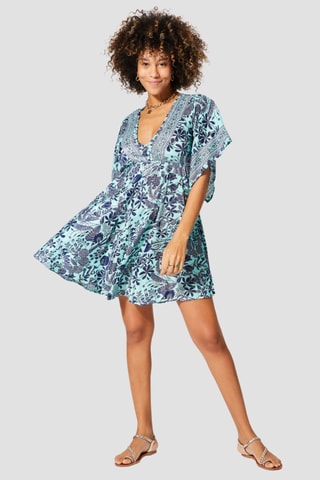 Vestido trapézio - Azul - Branco e azul