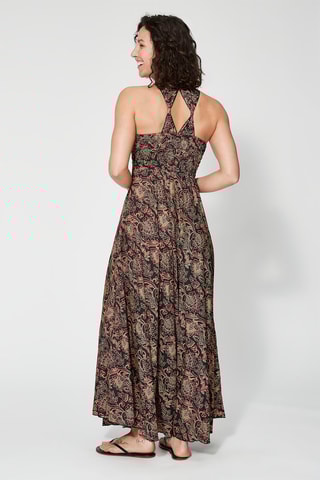 Vestido comprido - Preto e bege  - Preto, bege e vermelho