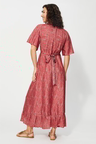 Vestido traçado - Vermelho - Vermelho e cinzento