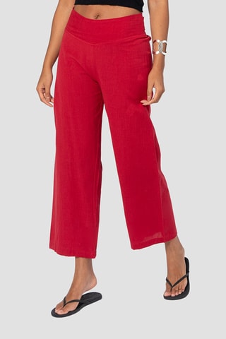 Calças em linho - Bordô - Bordô