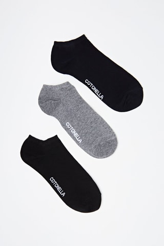 3 pares de calcetines cortos - Negro y gris