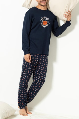 Pijama - Azul y naranja